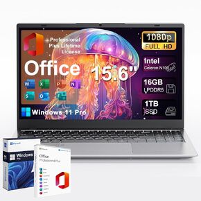 2025 جهاز كمبيوتر محمول 15 15.6 بوصة IPS FHD للطلاب ، ذاكرة الوصول العشوائي 16 جيجابايت ، 1 تيرابايت SSD ، Intel 12th رباعي النواة N100 (تغلب على I3-1115G4 ، حتى 3.4 جيجا هرتز) ، ضمان لمدة عامين ، النوع C ، بصمة ، مكتب مجاني ، Windows 11 Pro