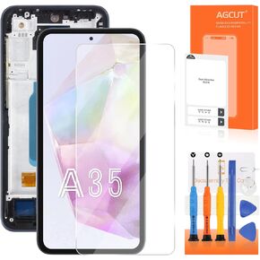 OLED for Samsung Galaxy A35 Screen Replacement for Samsung A35 LCD Diaplay SM-A356B SM-A356U LCD Digitizer Touch Assembly Repair Part with Frame(Support Fingerprint)