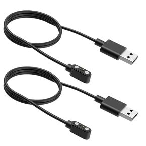 Smart Watch Charger VeryFitPro Smartwatch, 2-Pack Smartwatch Charging Cable Magnetic Compatible with YAMAY Willful Letsfit Letscom smartwatch ID205L, Magnetic USB Charging Cable Black [3.3ft/100cm]