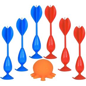 Boatman 7 Pack Suction Cup Darts Set with Taget- Soft Silicone Throwing Game for Family Party, Ideal for Indoor and Outdoor Play for Kids and Adults