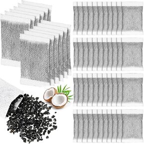 Lounsweer 100 Pcs Activated Charcoal Water Filter Coconut Shell Distiller Filters Activated Charcoal Sachets for Most Replacement Countertop Water Distillers