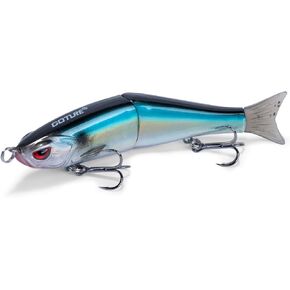 Goture Glide Baits, Jointed Swimbait Bass Pike Salmon Trout Muskie Fishing Lure, 4.5in/0.65oz Slow Sinking Bait with Treble Hooks,Built-in Steel Balls, Soft Rubber Tail, Fishing Gifts for Men