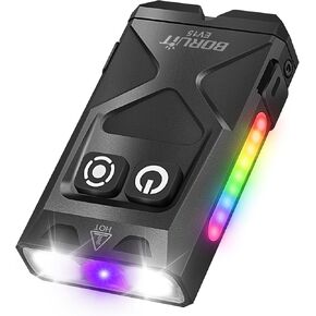 BORUIT EV15 LED Small Powerful EDC Flashlight,1000 Lumen USB-C Rechargeable Mini Keychain Flash Light with 365nm UV & RGB Side Light,IP65 Waterproof,Clip & Tail Magnet for Emergencies