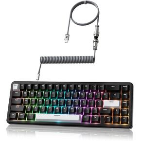 ATTACK SHARK X65 HE 60% Wired Mechanical Gaming Keyboard - Hall Effect Magnetic Switches,0.01mm Rapid Trigger,Adjustable Actuation, 8KHz Polling Rate,Hot-Swappable RGB,PBT Keycaps & Coiled Cable-White