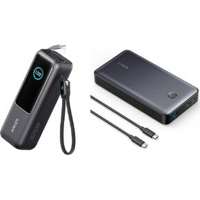 Anker Power Bank 24K 65W with MacBook, iPad, iPhone Compatibility (Black) Zolo 25K 165W Built-in USB-C and Retractable Cable