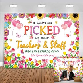 Thank You Teachers Backdrop We Appreciate You Photography Background We Couldn't Have Picked Any Better Teachers or Staff Banner for Teacher Appreciation Party Decor Supplies (6X4FT(70 x 40 inch))