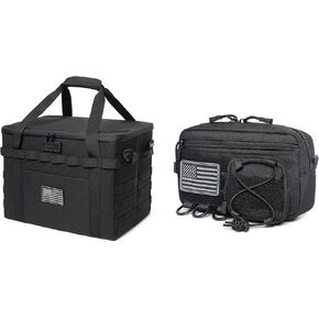 38L Camping Organizer Bag with Combination Lock and Molle Horizontal Admin Pouch