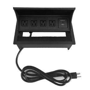 ZESHAN Conference Table Power hub Desktop pop up Outlet with 3 US Plugs and USB C Fast Charger for Home Office Tabletop, 1.8M Extension Power Cord for Desk, Silver
