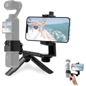 for DJI Osmo Pocket 3 Phone Mount, Pocket 3 Phone Holder Mount, Metal Expansion Adapter with Phone Clip Mini Tripod Stand and 1/4" Screw for DJI Osmo Pocket 3 Creator Combo Handle Accessories Kit