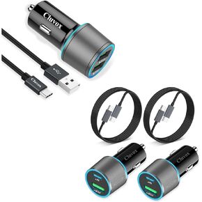2 Pack 38W USB C Car Charger +Dual 18W USB Car Charger with 3 Pack Type C Fast Charging Cable Compatible for iPhone 15/Samsung Galaxy S24 Series