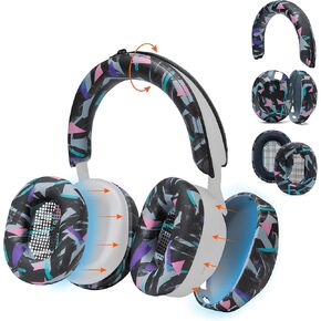 WC SweatZ and ShellZ Protective Covers Bundle for Sony WH1000XM5 Headphones by Wicked Cushions | 90's Black
