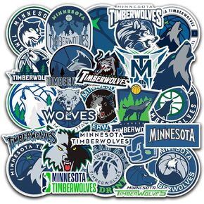 25 PCS Minnesota American Timberwolves Basketball Stickers for Water Bottle, Laptop, Bicycle, Computer, Motorcycle, Travel Case, Car Decal Decoration Sticker