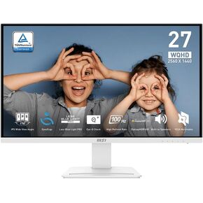 MSI PRO MP273QW E2 27-inch IPS 2560 x 1440 (QHD) Computer Monitor, 100Hz, Adaptive-Synch, HDMI, DP Port, VESA Mountable, Tilt, Speaker, 1ms, White