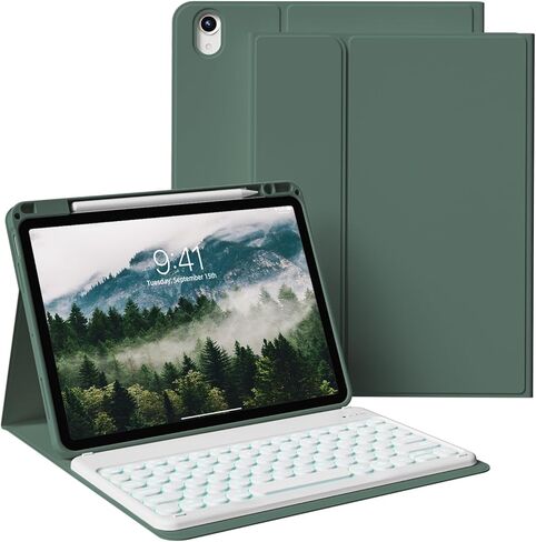 kenke Keyboard Case for iPad Air 11 Inch (M2) 2024, iPad Air 5th/4th Generation 10.9 Inch 2022/2020, Stand Folio Cover with Pencil Holder, 7 Color Backlit Detachable Wireless Keyboard, Black in Kuwait