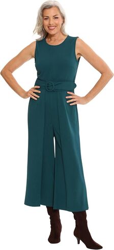 London Times womens Crepe Wrap Leg Belted JumpsuitLondon Times Women's Dresses Crepe Wrap Leg Belted Jumpsuit in Kuwait