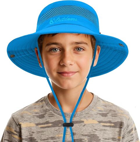 Durio Outdoor Kids Sun Hat UPF50+ Sun Protection Kids Bucket Hat Wide Brim Fishing Beach Safari Hats for Boys Girls 5-13 in Kuwait