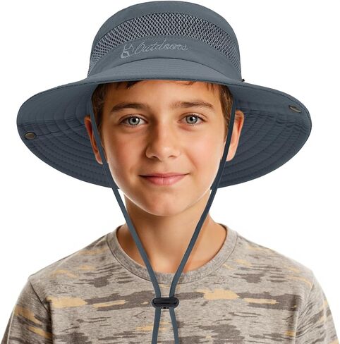 Durio Outdoor Kids Sun Hat UPF50+ Sun Protection Kids Bucket Hat Wide Brim Fishing Beach Safari Hats for Boys Girls 5-13 in Kuwait