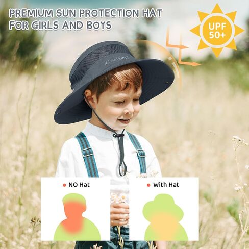 Durio Outdoor Kids Sun Hat UPF50+ Sun Protection Kids Bucket Hat Wide Brim Fishing Beach Safari Hats for Boys Girls 5-13 in Kuwait