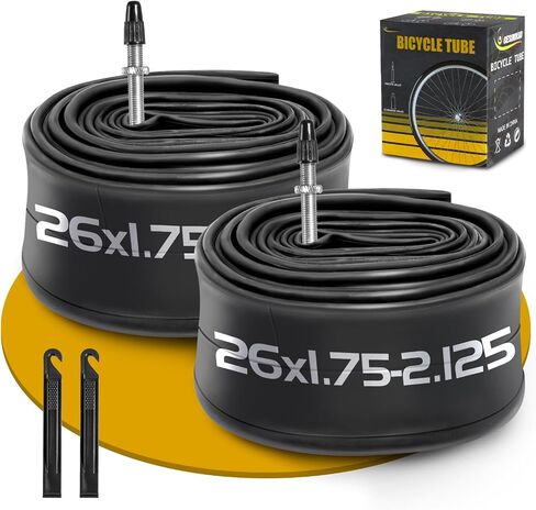 2 Pack 26 Inch Bike Tube AV32mm Schrader Valve, 26" Bicycle Tube for 26 x 1.75/1.9/1.95/2.0/2.1/2.125 Bike Tire, Butyl Rubber Inner Tube with 2 Tire Levers for Mountain MTB Bike in Saudi Arabia