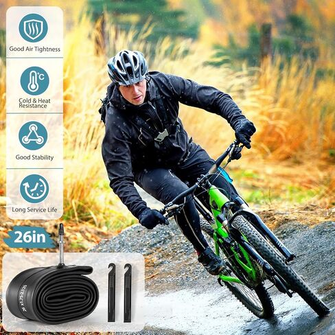 2 Pack 26 Inch Bike Tube AV32mm Schrader Valve, 26" Bicycle Tube for 26 x 1.75/1.9/1.95/2.0/2.1/2.125 Bike Tire, Butyl Rubber Inner Tube with 2 Tire Levers for Mountain MTB Bike in Saudi Arabia