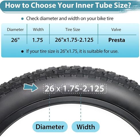 2 Pack 26 Inch Bike Tube AV32mm Schrader Valve, 26" Bicycle Tube for 26 x 1.75/1.9/1.95/2.0/2.1/2.125 Bike Tire, Butyl Rubber Inner Tube with 2 Tire Levers for Mountain MTB Bike in Saudi Arabia