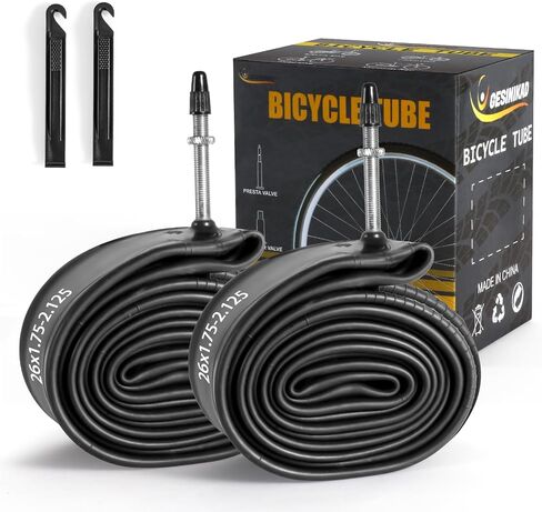 2 Pack 26 Inch Bike Tube AV32mm Schrader Valve, 26" Bicycle Tube for 26 x 1.75/1.9/1.95/2.0/2.1/2.125 Bike Tire, Butyl Rubber Inner Tube with 2 Tire Levers for Mountain MTB Bike in Saudi Arabia