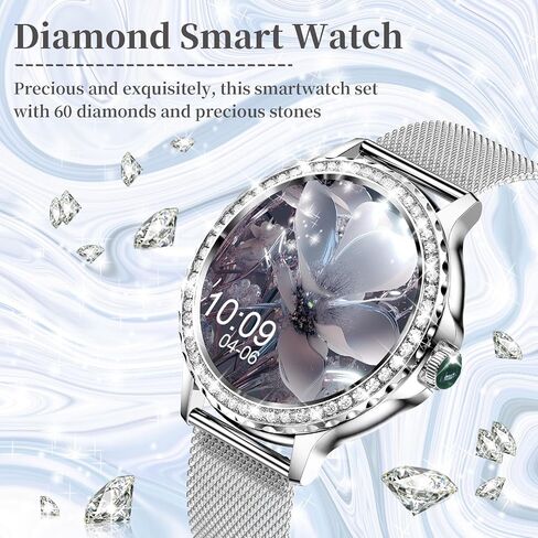 Smart Watches for Women (Answer/Make Call) with Diamonds, 1.3"HD Screen Bluetooth Smartwatch for Android iOS Phones, IP68 Waterproof Fitness Activity Trackers with Heart Rate/SpO2/BP/Sleep Monitor in Saudi Arabia
