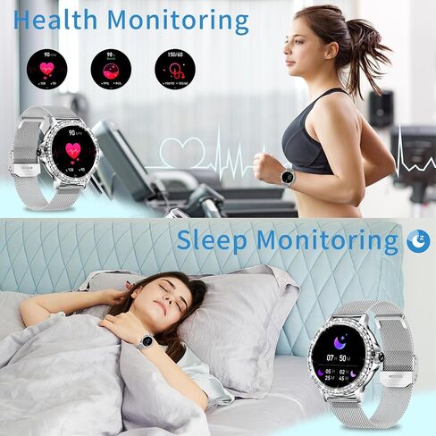 Smart Watches for Women (Answer/Make Call) with Diamonds, 1.3"HD Screen Bluetooth Smartwatch for Android iOS Phones, IP68 Waterproof Fitness Activity Trackers with Heart Rate/SpO2/BP/Sleep Monitor in Saudi Arabia