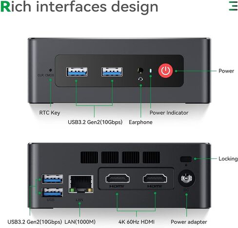 TRIGKEY Mini PC K-N95, Intel Alder Lake N95(up to 3.4GHz, 4C/4T), 16GB DDR4 RAM 500GB M.2 SSD, Mini Desktop PC Computer Support Max 4K 60Hz Dual HDMI Display/USB3.2 *3/WiFi5/BT5, Home/Office/Education in Saudi Arabia