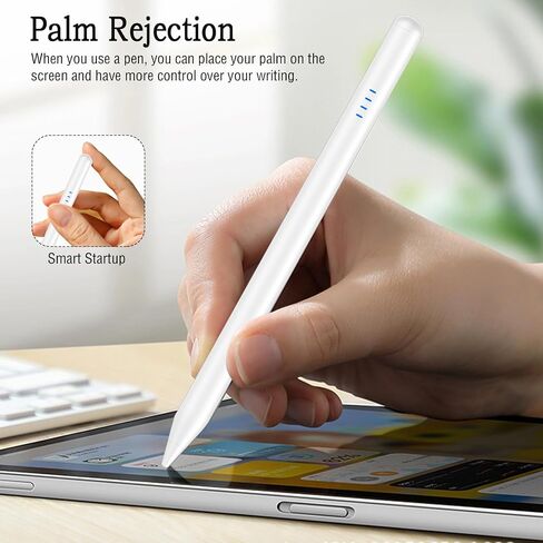 قلم شاشة نشط للرسم والكتابة على شاشة اللمس، قلم iPad عالي الحساسية قابل لإعادة الشحن مع طرف رفيع 1.45 مم، قلم شاشة لجهاز iPad/iPad Pro/Mini/Android/الهواتف الذكية/الأجهزة اللوحية/الكمبيوتر المحمول/iPhone/iOS in Saudi Arabia