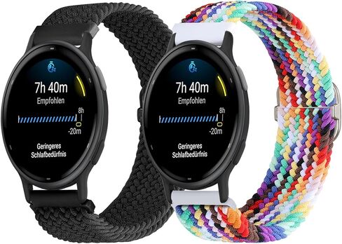 عصابات مضفر متوافقة مع Garmin Vivoactive 5/Vivoactive 3/Luxe 42mm/HR ، شريط نايلون 20 مم لـ Garmin Venu/Venu 2Plus ، Fenu Sq/Sq2/Sq2 Music ، Forerunner 55/245/245 Music/645 in Kuwait