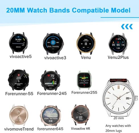 عصابات مضفر متوافقة مع Garmin Vivoactive 5/Vivoactive 3/Luxe 42mm/HR ، شريط نايلون 20 مم لـ Garmin Venu/Venu 2Plus ، Fenu Sq/Sq2/Sq2 Music ، Forerunner 55/245/245 Music/645 in Kuwait