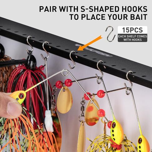 THKFISH Fishing Lure SpinnerBait Storage Display, 35 Holes Wall Mount Frosted Black for Fly Fishing Flies Spinner Baits Crankbait Storage and Decoration 2 or 4PCS in Saudi Arabia