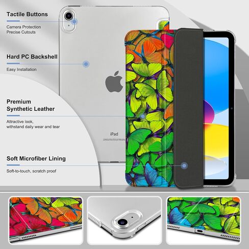 حافظة MEEgoodo لجهاز iPad A16 الجيل الحادي عشر 2025 مقاس 11 بوصة، حافظات أجهزة لوحية لجهاز iPad الجيل العاشر 2022، غطاء كمبيوتر لوحي بملمس حريري وغطاء خلفي شفاف للكمبيوتر الشخصي، أزهار الكرز in Kuwait