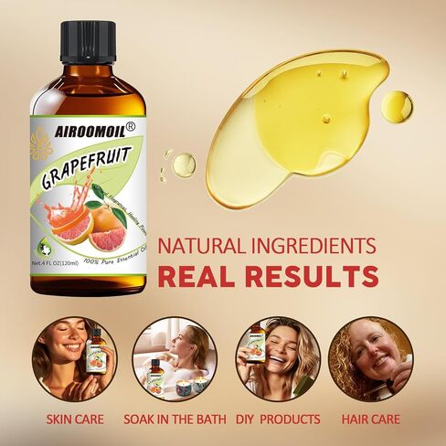 Pure Grapefruit Essential Oil - Fresh Citrus Scent Aromatherapy for Diffusers, Candle Soap Making, Massage Oil 4 Fl Oz in Saudi Arabia