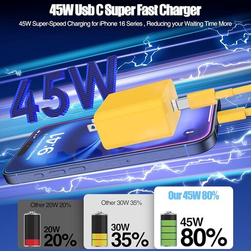 45W Charger for iPhone 16 15 Pro Max Fast Charging 3FT, iPhone 16 15 Plus Charger Cord with USBC Charger Block for MacBook Air 13/11 inch M1/M2,2022 2020 2019 2018 2017 Laptop,iPad Pro/Air in Saudi Arabia