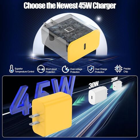 45W Charger for iPhone 16 15 Pro Max Fast Charging 3FT, iPhone 16 15 Plus Charger Cord with USBC Charger Block for MacBook Air 13/11 inch M1/M2,2022 2020 2019 2018 2017 Laptop,iPad Pro/Air in Saudi Arabia