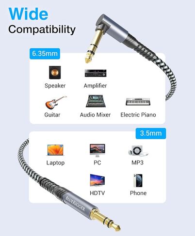 BlueRigger 3.5mm 90 Degree Stereo Audio Cable (15FT, L-Shaped Right Angle Jack, Auxiliary Cable, Male to Male, Hi-Fi Sound) – Aux Cord for Headphones, Car Stereo, Speaker, Phone, Tablet, Laptop in Saudi Arabia