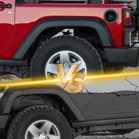 بطانات الرفارف الداخلية الخلفية متوافقة مع 2007-2018 Jeep Wrangler JK & JKU Unlimited، عجلة على شكل مسمار غطاء جيد واقيات الطين الفولاذية (2/4 أبواب)، أسود in Kuwait