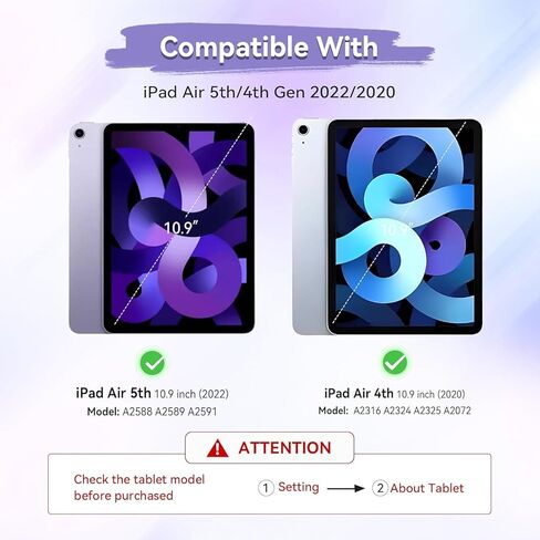 Case for iPad Air 11 Inch Case M2(2024), White Cartoon Slim Trifold Stand Case, Soft TPU Fram, Pencil Holder and Auto Sleep/Wake Cover for iPad Air 6th/5th/4th Generation in Kuwait