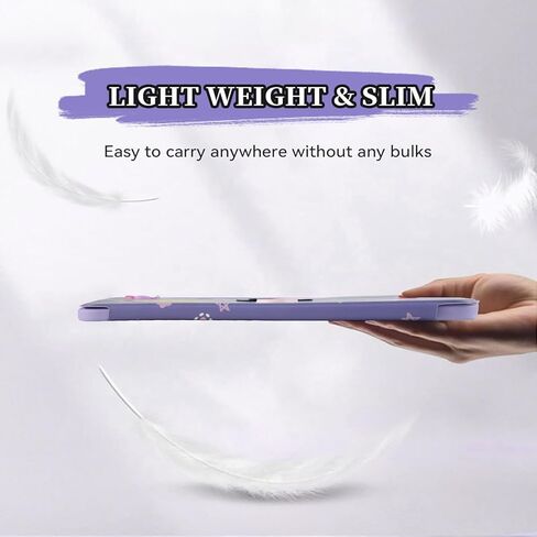 Case for iPad Air 11 Inch Case M2(2024), White Cartoon Slim Trifold Stand Case, Soft TPU Fram, Pencil Holder and Auto Sleep/Wake Cover for iPad Air 6th/5th/4th Generation in Kuwait