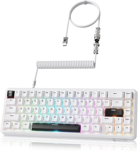 ATTACK SHARK X65 HE 60% Wired Magnetic Keyboard with Adjustable Actuation,8000 Hz Polling Rate,Hall Effect Switches,Hot-Swap,Topographic PBT Keycaps,RGB Backlit for FPS Games,with 8K Coiled Cable in Saudi Arabia