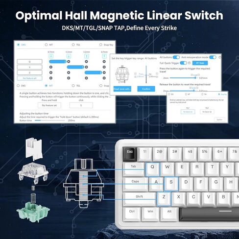 ATTACK SHARK X65 HE 60% Wired Magnetic Keyboard with Adjustable Actuation,8000 Hz Polling Rate,Hall Effect Switches,Hot-Swap,Topographic PBT Keycaps,RGB Backlit for FPS Games,with 8K Coiled Cable in Saudi Arabia