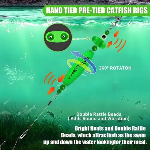 YOTO Santee Cooper Rig, Catfish Rig for Bank Fishing, Catfishing Tackle Rattler Floats, Chunky Rigs Catfish Equipment in Kuwait