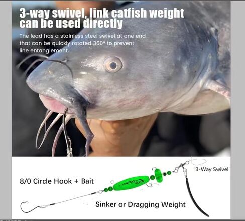 YOTO Santee Cooper Rig, Catfish Rig for Bank Fishing, Catfishing Tackle Rattler Floats, Chunky Rigs Catfish Equipment in Kuwait