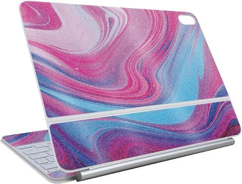 Glossy Glitter Skin Compatible with Apple Magic Keyboard for iPad Air 13-inch (M3) 2025 - Magenta Pour - Premium 3M Vinyl Protective Wrap Decal Cover - Easy to Apply | Made in The USA by MightySkins in Kuwait