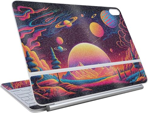 Glossy Glitter Skin Compatible with Apple Magic Keyboard for iPad Air 13-inch (M3) 2025 - Magenta Pour - Premium 3M Vinyl Protective Wrap Decal Cover - Easy to Apply | Made in The USA by MightySkins in Kuwait