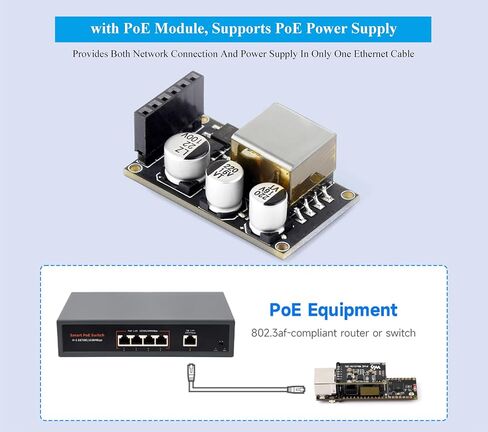 لوحة تطوير إيثرنت ESP32-S3، منفذ إيثرنت RJ45 بسرعة 10/100 ميجابت في الثانية، معالج ثنائي النواة بسرعة 240 ميجاهرتز، منفذ من النوع C وفتحة بطاقة TF، يدعم اتصال W-i-F-i وBLE وإيثرنت، مع وحدة POE in Saudi Arabia