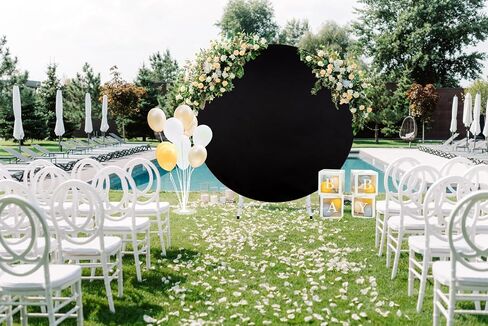 White Round Backdrop Cover 6x6ft Polyester Circle White Birthday Party Backdrop Photoshoot Baby Shower Wedding Photography Background Decor in Kuwait