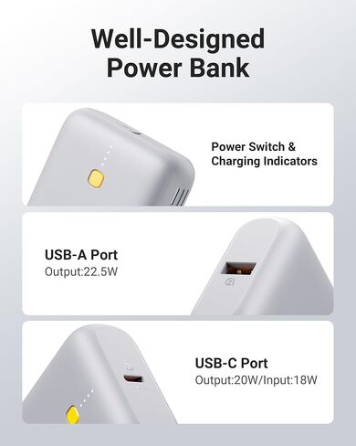 VOLTME Portable Charger, Slim 10000mAh 5V/3A Power Bank, USB C in&Out High-Speed Charging Battery Pack, Travel Essentials Dual Output Compatible with iPhone 16 15 14 13 12 Samsung Google iPad etc in Saudi Arabia